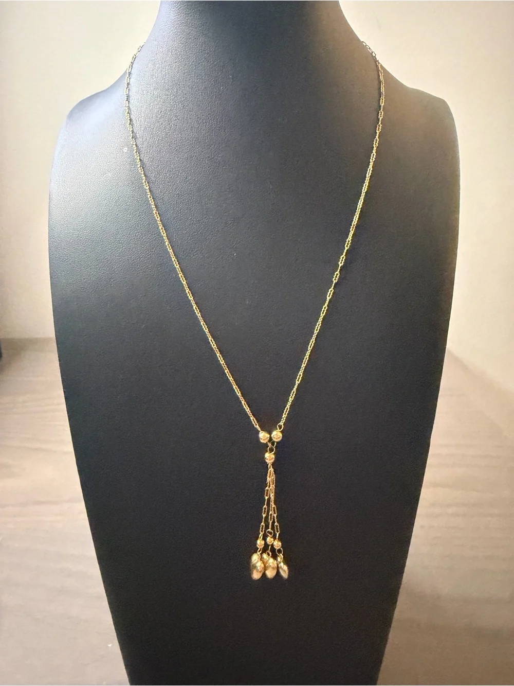 14k Gold Tricolor Heart Drop Y-Necklace